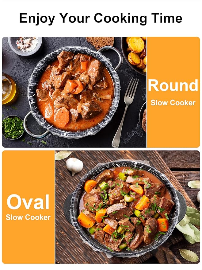 SMARTAKE Slow Cooker Liners, Extra Large Size 14"x 22" Disposable Cooking Bags, Fit 6QT to 10QT for Slow Cooker, Cooking Trays, Suitable for Oval & Round Pots, 60 Liners
