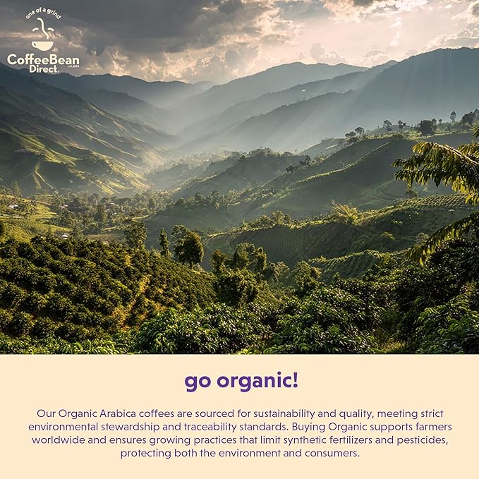 Coffee Bean Direct Organic Fair Trade Sumatra Mandheling, Whole Bean Coffee, Light Roast, 1 Pound Bag (Pack of 1)