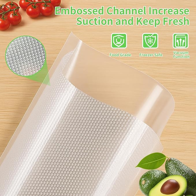 MakMeFre 200 Quart Size 8" x 12" Vacuum Sealer Bags with BPA Free and Heavy Duty,Great for Food Storage Vaccume Sealer PreCut Bag