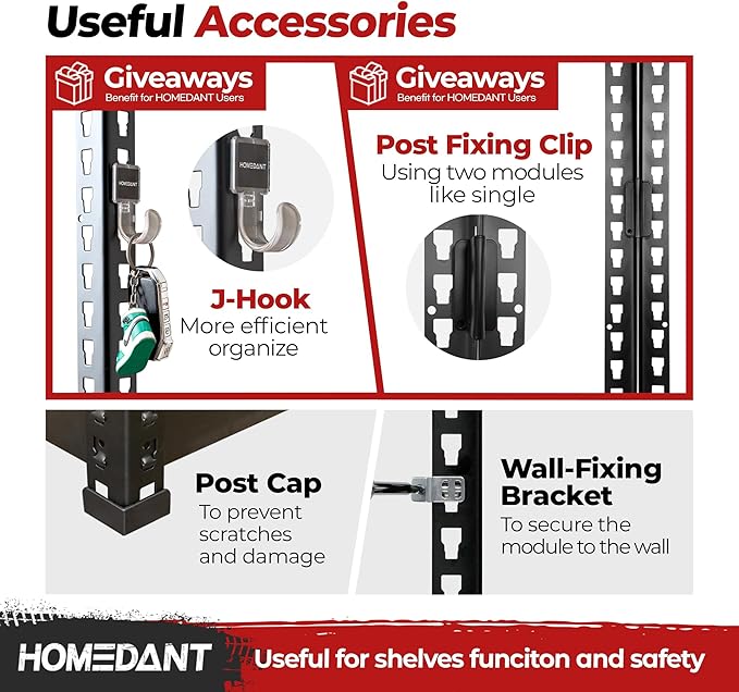 HOMEDANT 5-Tier Laminated Boltless Heavy Duty Metal Shelving Unit Adjustable Garage Storage Utility Rack Shelves Organization Multipurpose Shelf Warehouse Industrial 39.8" W x 18.2" D x 71.3" H 4Pack