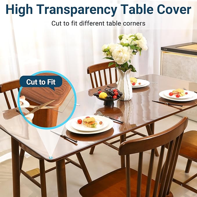 Clear Table Cover Protector Rectangle 16x24 Inch, 1.5mm Transparent Plastic Table Protector Waterproof, Anti-Scratch Clear Desk Mat for Office Desktop Dresser Dining Table, FDA Compliant