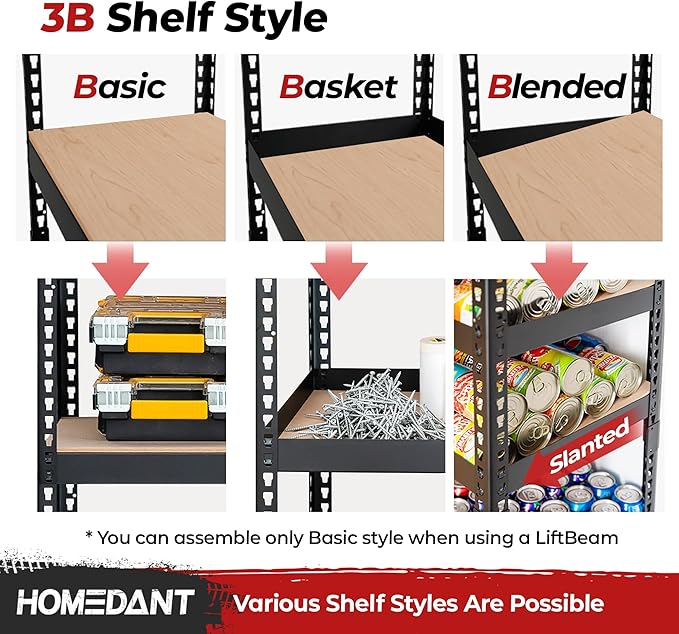 HOMEDANT 5 Tier Laminated Boltless Heavy Duty Garage Storage Adjustable Wide Size Metal Shelving Unit Utility Rack Shelves Organization Multipurpose Shelf Shed Warehouse 47.7"W x 24.1"D x 71.3"H 4Pack