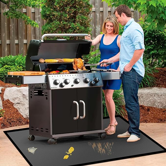 36 x 30 inches Under Grill Mat/Grill Mat for Deck, 4 Layers Under Grill Floor Mats to Protect Deck, BBQ Mat for Under BBQ Fireproof Mat Deck Patio Protect Mat Waterproof Oil-Proof Reusable