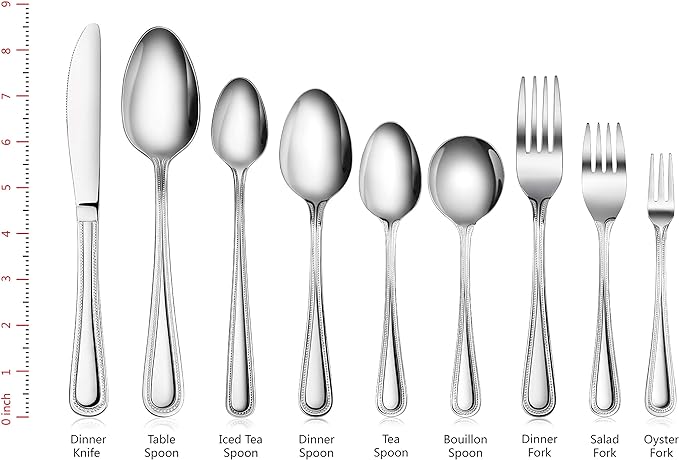 New Star Foodservice 58581 Steel Bead Pattern Serving Spoon, 7.8-Inch Set of 12
