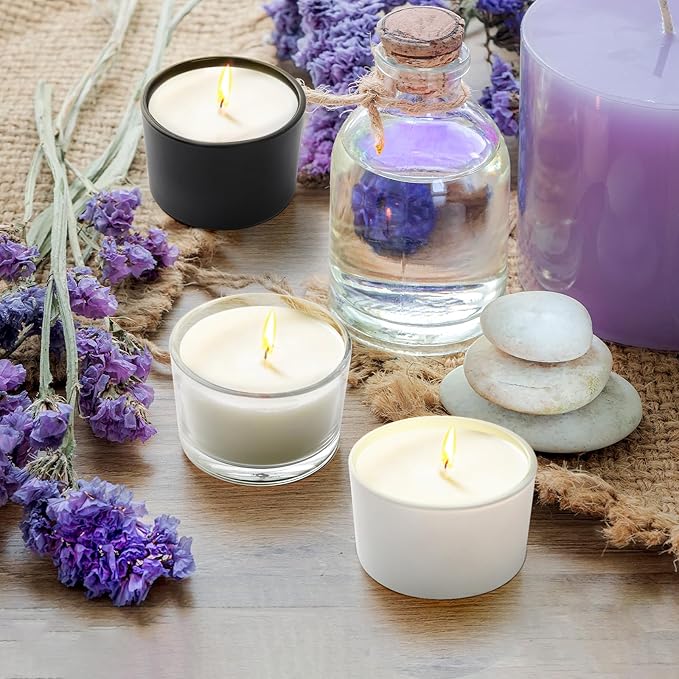 Thick Candle Jars for Making Candles 16 Pcs, 4 OZ Empty Jars with Wood Lids for Candle Making, Sample Container - Dishwasher Safe,Frosted White