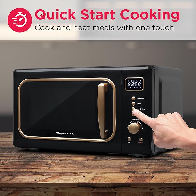 FRIGIDAIRE EMW788RETRO 0.7 cu. ft. Retro Microwave, Black-Gold