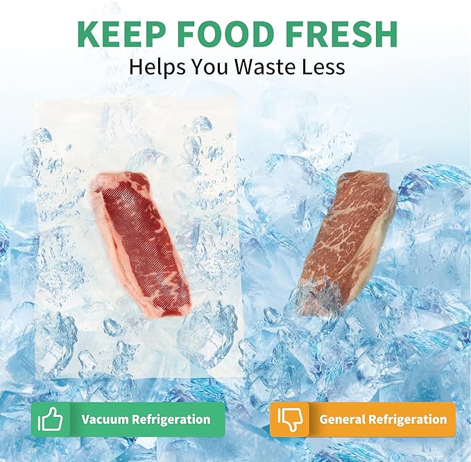 VanruVida Vacuum Sealer Bags for Food,5” x 8”,6” x 10”,10” x 14”,60 Count,Commercial Grade Textured Pre-Cut Seal Bags,BPA Free Food Storage Bags for Freezer, Meal Prep, or Sous Vide