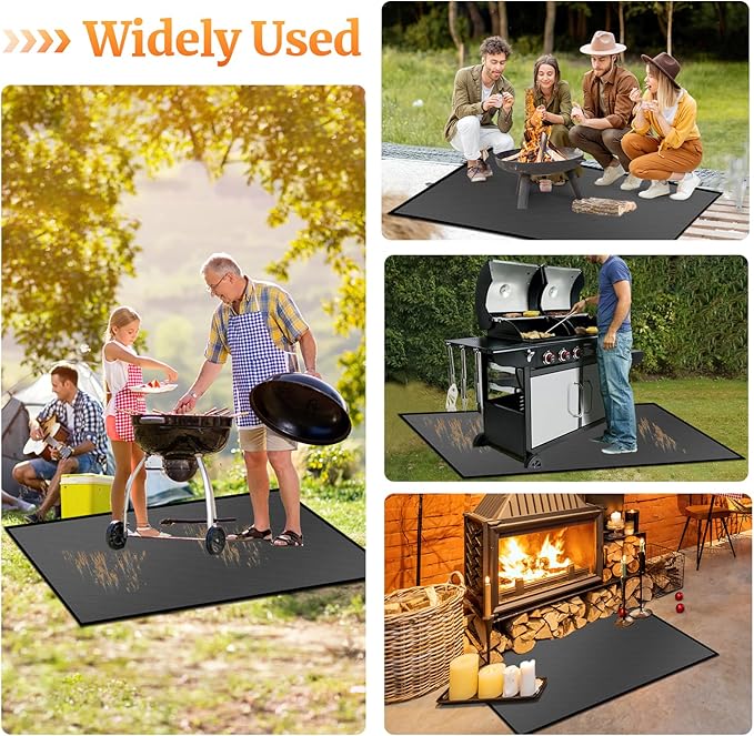 65 ×48 inches Under Grill Mats for Outdoor Grill/ Fireproof Fire Pit Mat Fireplace Mat, Double-Sided Fireproof Grill Pad, Oil-Proof Waterproof BBQ Mat Pads Protector for Deck Patio Smokers Gas Grills