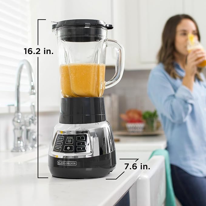 BLACK+DECKER BL1400DG-P Quiet Stainless Steel Blender with Cyclone Glass Cup