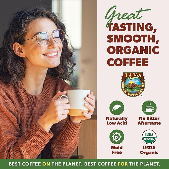 Low Acid Organic Coffee – Whole Bean, Mold-Free & Stomach Friendly by Java Planet, Black Magic Blend Coffee, Medium Dark Roast, Smooth Full Flavored, 1LB Bag